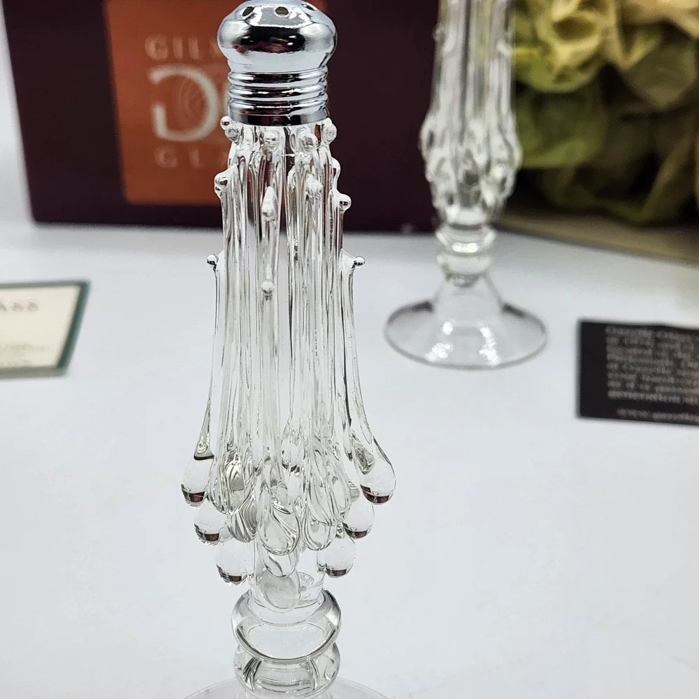 Gilmor Glass Hand Blown Crystal Salt & Pepper‎ Shakers w/ Boxes VTG Elegant